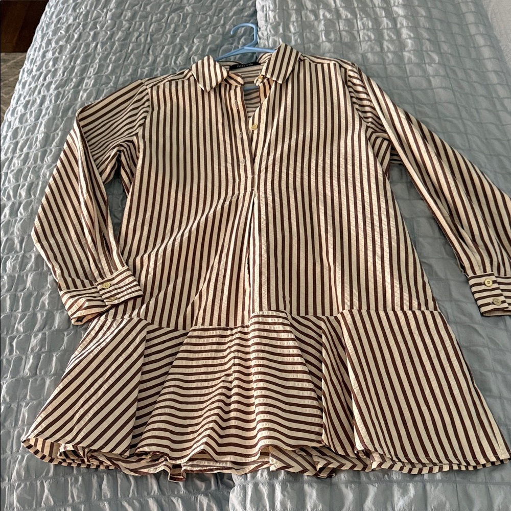 Shirt dress from Fabrick . Brow and cream strip - large